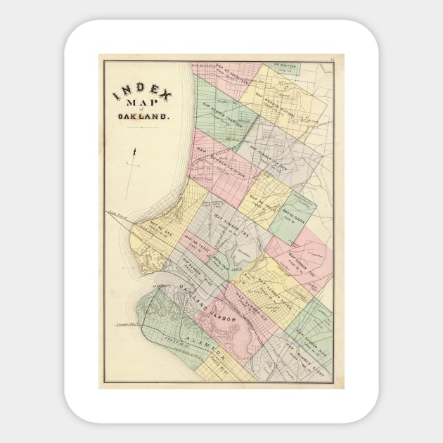 Vintage Map of Oakland California (1878) Sticker by Bravuramedia